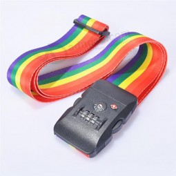 Fashion rainbow luggage belt with tsa lock