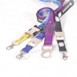 Cheap custom bottle opener polyester lanyards