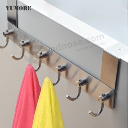 304 stainless steel long type 6 hook coat rack on the door in toilet