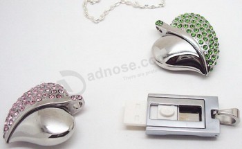 Fashion Jewelry Crystal Heart USB flash with your logo