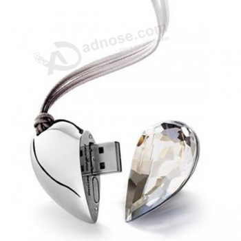 Joyería collar de cristal corazón 2.0 Disco flash USB