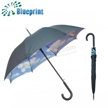 23″*8K Windproof Blue Clouds & Sky print double canopy straight umbrella