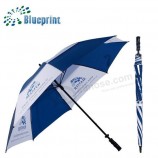 Parapluie de golf en gros de fibre de verre coupe-vent commercial