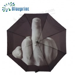 Onbeleefd middelvinger logo op maat 3-voudige paraplu prijzen