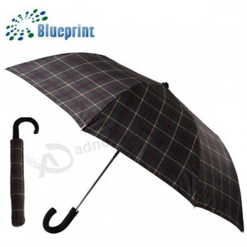 Qualität kundengebundener Vintage britischer Karo-Gingham-Vertrag 2 faltete Regenschirm