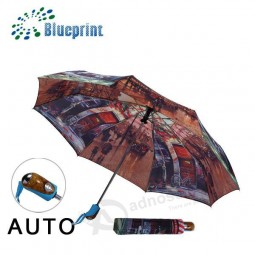 Promoção compacta personalizada de impressão 3 guarda-chuva dobrável