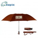 Poignée en bois de haute qualité compacte 2 parapluie de golf pliant