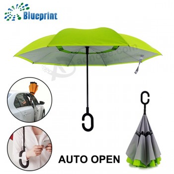 De cabeça para cima-Para baixo do auto telefone celular guarda-chuva reverso aberto invertido dentro para fora