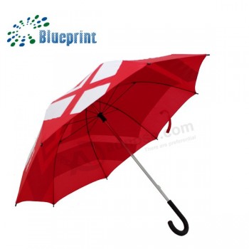 Tamanho padrão personalizado manual guarda-chuva de pau vermelho aberto