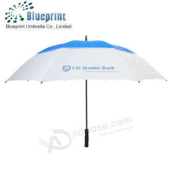 Aangepaste ontwerp dubbellaags golf paraplu winddicht