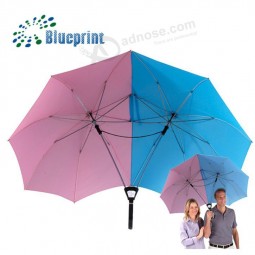 Parapluie de pluie de couleur de contraste personnalisé couple