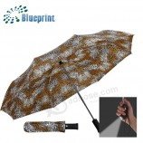 Leopard print kompakt faltbar LED-Regenschirm
