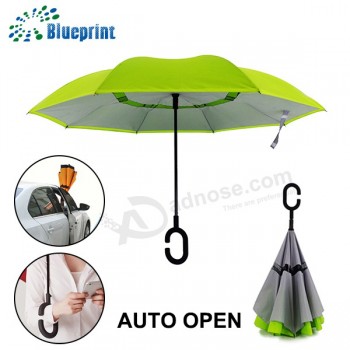 De cabeça para cima-Para baixo do auto telefone celular guarda-chuva reverso aberto invertido dentro para fora