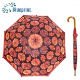 Op maat gemaakte full-print 23 inch houten rechte paraplu