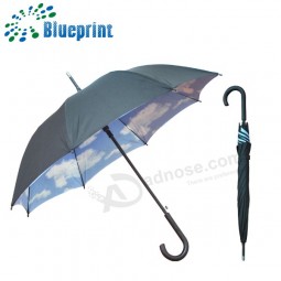 23″*8K Windproof Blue Clouds & Sky print double canopy straight umbrella 