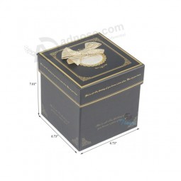 Presente caixa de natal-Embalagem preta com flor decorativa