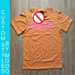 Custom high quality cotton stripes t-shirt with screen printing for sale