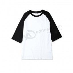 высокий-конец черный белый цвет футболка реглан рукава для продажи