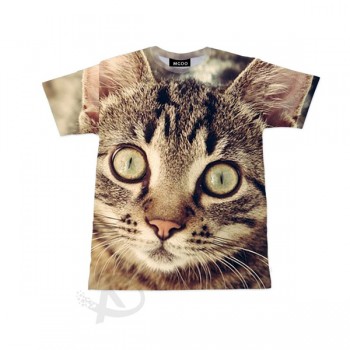 定制可爱动物升华印花T恤 - 猫