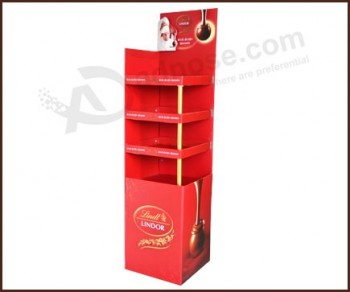 China manufacturer red color 4 layer chocolate floor display