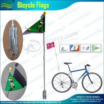 Bandera de bicicleta de Cloruro de polivinilo con fibra de 150cMetro-Poste de vidrio y soporte de Metroetal para bicicleta para la venta con su logotipo