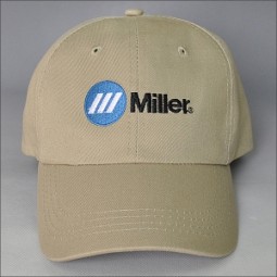 custom printing beige color baseball cap with flat embroidery