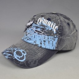 Custom printing embroidery washed denim cap