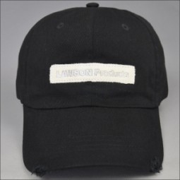 Cotton material black distressed washed baseball cap