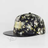 カスタムハワイの花柄のプリントレザーストラップスナップバックキャップの帽子
