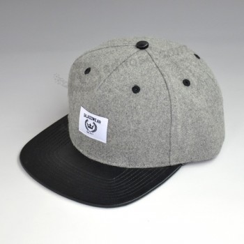 Venda quente personalizado 5 painel de couro strapback hat