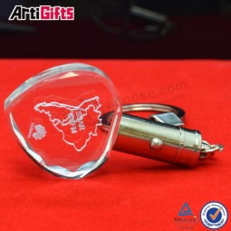 Wholesale laser transparent  led crystal keychain for sale