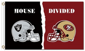 Raiders Oakland nfl 3 'x 5' draPeaux en polyester maison divisée avec 49ers
