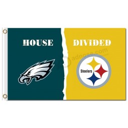 NFL Philadelphia Eagles 3'x5' polyester flags house divided with steelers and your logo