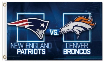 NFL New England Patriots 3'x5' polyester flags house divided with broncos and your logo