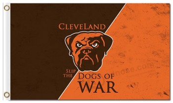 도매 관례 nfl cleveland는 전쟁의 3'x5 '폴리 에스테 깃발 로고 개를 갈색으로한다