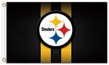 Nfl Pittsburgh steelers 3'x5 'drapeaux en polyester logo rayures verticales