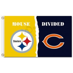 NFL Pittsburgh Steelers 3'x5' polyester flags house divided with bears and your logo