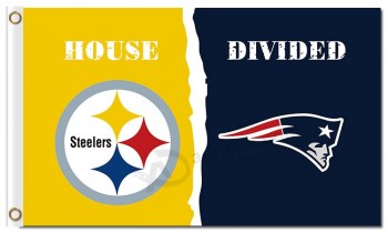 Nfl Pittsburgh Steelers 3 'x 5' drapeaux en polyester maison divisée avec des patriotes