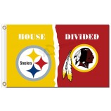 NFL Pittsburgh Steelers 3'x5' polyester flags house divided with redskins and your logo