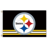 NFL Pittsburgh Steelers 3'x5' polyester flags logo over stripes with your logo