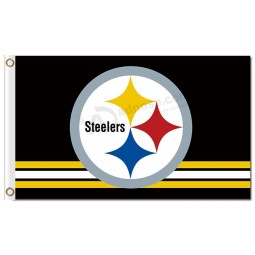 NFL Pittsburgh Steelers 3'x5' polyester flags logo over stripes with your logo