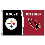 NFL Pittsburgh Steelers 3'x5' polyester flags house divided with cardinals and high quality