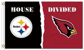 NFL Pittsburgh Steelers 3'x5' polyester flags house divided with cardinals and high quality