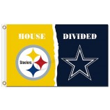 NFL Pittsburgh Steelers 3'x5' polyester flags house divided with cowboys and high quality