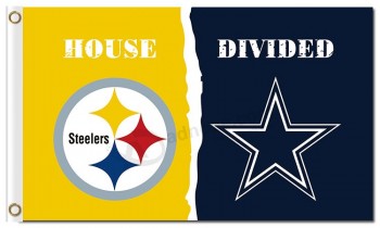 NFL Pittsburgh Steelers 3'x5' polyester flags house divided with cowboys and high quality