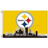 NFL Pittsburgh Steelers 3'x5' polyester flags helmet with city skyline and your logo