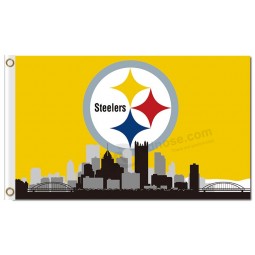NFL Pittsburgh Steelers 3'x5' polyester flags helmet with city skyline and your logo