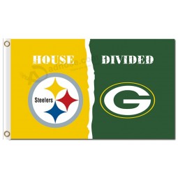 NFL Pittsburgh Steelers 3'x5' polyester flags house divided with Packers and your logo