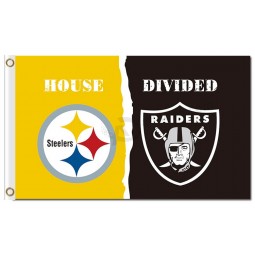 NFL Pittsburgh Steelers 3'x5' polyester flags house divided with raiders and your logo