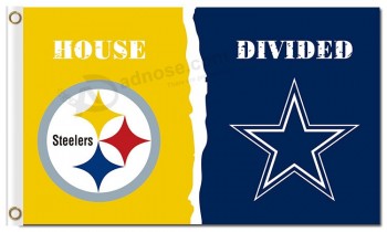 Nfl Pittsburgh Steelers 3 'x 5' drapeaux en polyester maison divisée avec des cow-boys